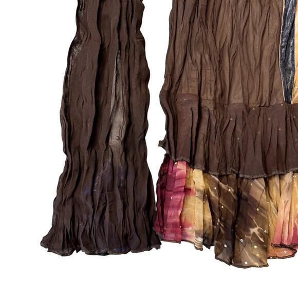 VTG Y2K Brown Pink Velvet Sheer Sequined Top Women's Size Small / Medium - Picture 4 of 5